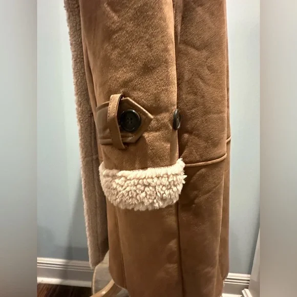 Avec Les Filles Faux Shearling Coat Brown size Large - Picture 10 of 16